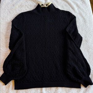 Sezane Arielle Jumper Navy / Ecru Crochet - Size S